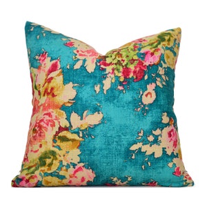 Indoor Pillow Covers, Easy Zipper, Machine Washable, Quick Delivery, Designer Blue and Pinks Venus Caribbean