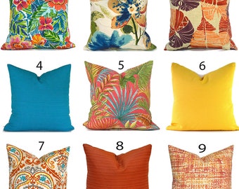 Outdoor Pillow Covers with Zippers, Easy-Use, Affordable Style, Swift Delivery!  Orange/Turquoise, You Choose