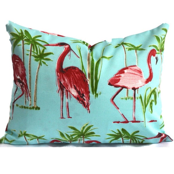 CLEARANCE 16"x12" Outdoor Pillow Covers Decorative Home Decor Blue Birds Designer Throw Flamingo Aqua