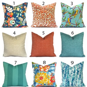 Outdoor Pillow Covers with Zippers, Easy-Use, Affordable Style, Swift Delivery Orange and Turquoise You Choose image 1