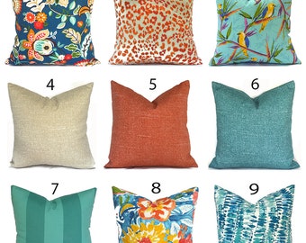 Outdoor Pillow Covers with Zippers, Easy-Use, Affordable Style, Swift Delivery!  Orange and Turquoise You Choose
