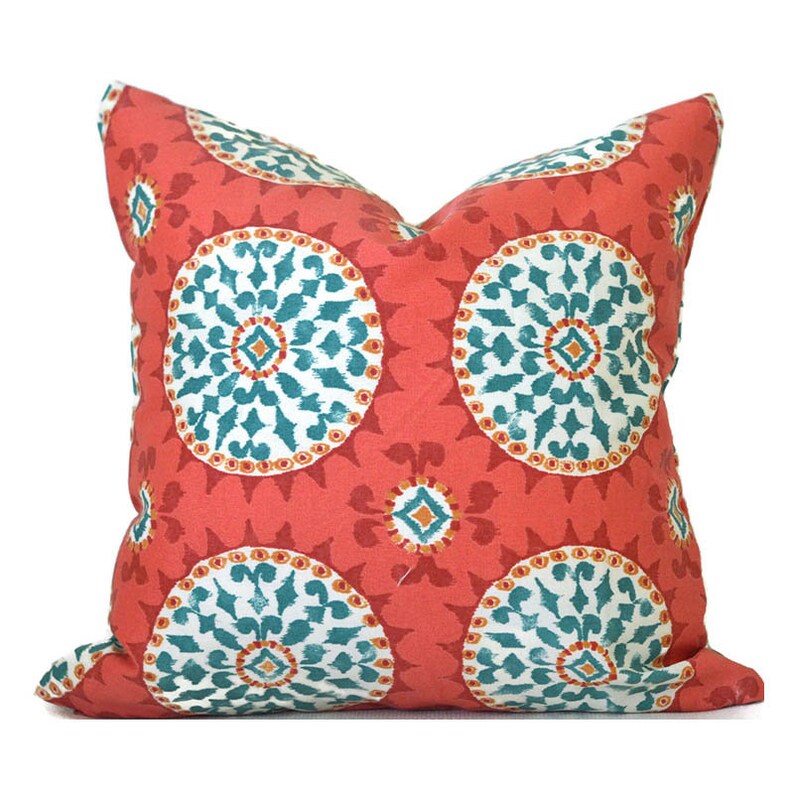 Outdoor Pillow Covers Decorative Home Decor Coral Blue Floral Etsy