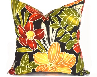 Outdoor Pillow Covers with Zippers, Easy to Change, Affordable Style, Quick Shipping, Black Floral Clemens Noir