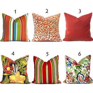 Outdoor Pillow Covers with Zippers, Affordable, Easy-to-Use, Delivered Swiftly!  Orange and Red You Choose