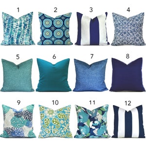 Outdoor Pillow Covers with Zippers, Easy-Use, Affordable Style, Swift Delivery Turquoise Navy Blue You Choose image 1