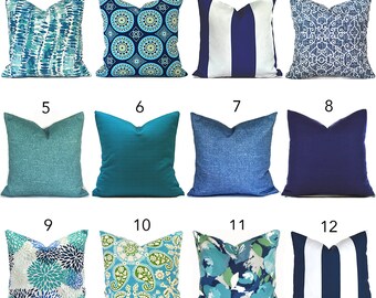 Outdoor Pillow Covers with Zippers, Easy-Use, Affordable Style, Swift Delivery!  Turquoise Navy Blue You Choose