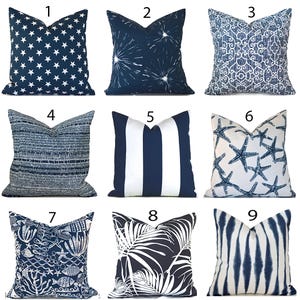 Decorative Outdoor Pillow Covers with Zippers, Budget-Friendly and Quick Delivery, Navy Blue You Choose