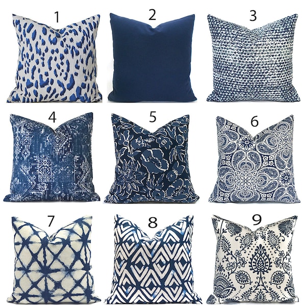 Indoor Pillow Covers Decorative Home Decor Navy Blue Designer You Choose
