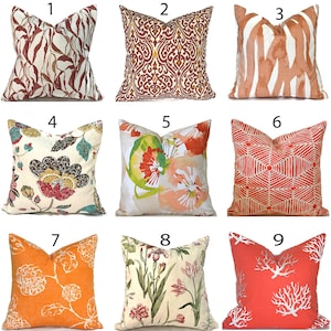 Decorative Indoor Pillow Covers with Zipper Closure - Easy to Wash, Quick Shipping, Shades of Orange, You Choose