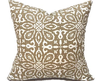 Outdoor Pillow Covers with Zipper, Washable, Quick Ship, Tan Brady Chino