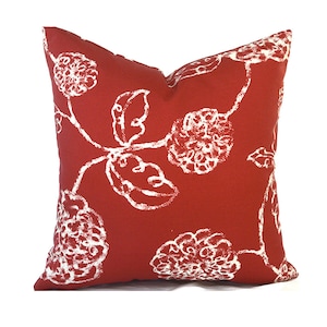 Outdoor Pillow Covers with Zipper, Washable, Quick Shipping, Floral Melbourne Red