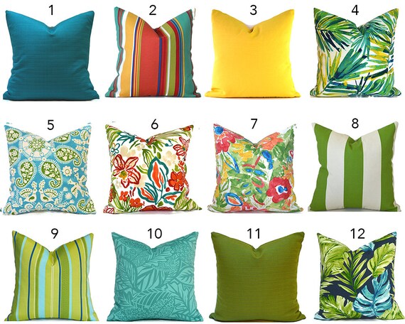turquoise and yellow outdoor pillows