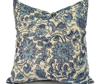 Designer Indoor Pillow Covers, Quickly Delivered, Budget-Friendly, Washable, Shades of Blue Floral, Manado Geyser