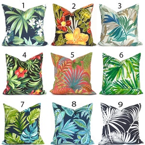 Outdoor Pillow Covers with Zippers, Affordable, Easy-to-Use, Delivered Swiftly!  Green and Blue Tropical Leaf You Choose