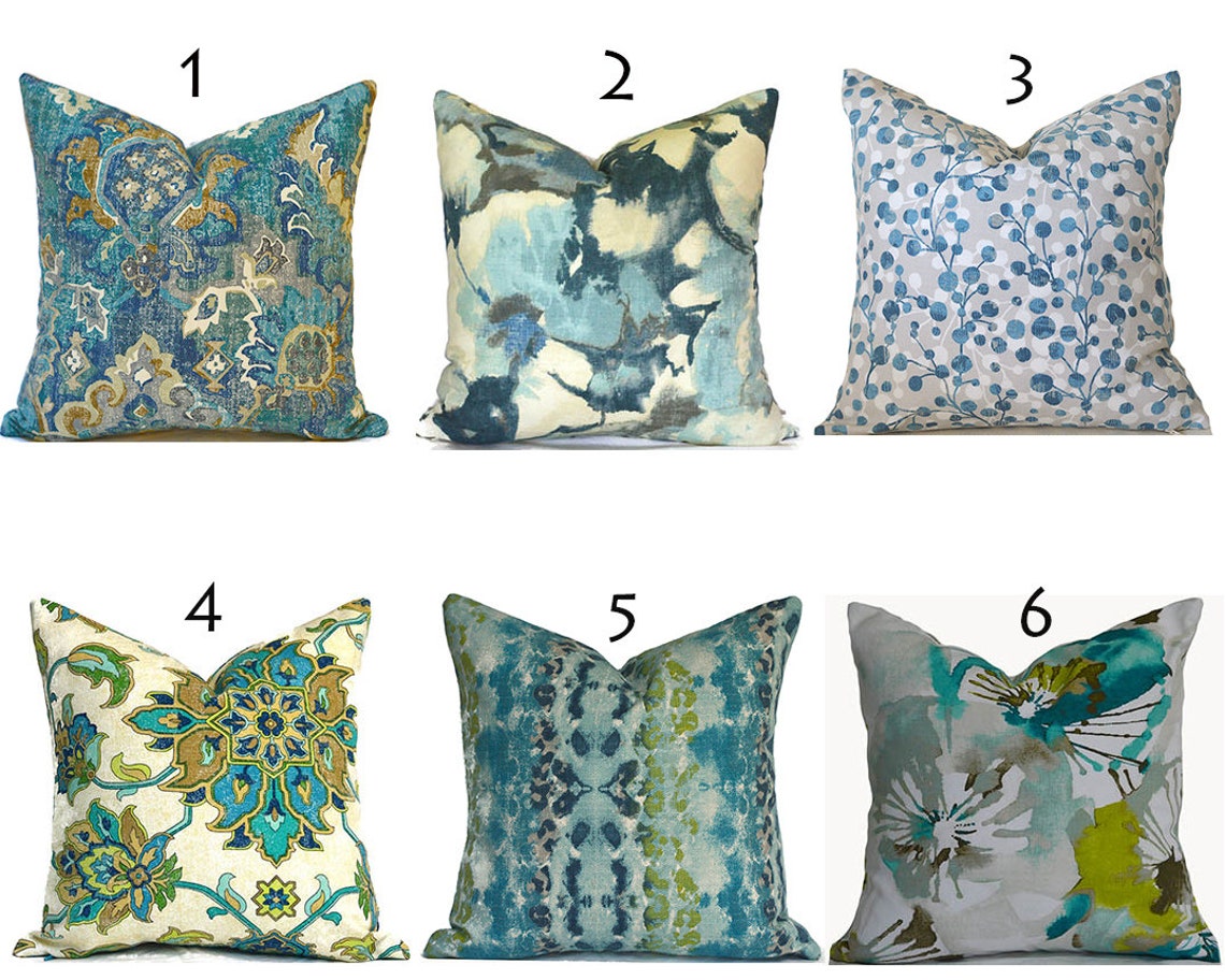 Indoor Pillow Covers Decorative Home Decor Turquoise Navy Blue Etsy