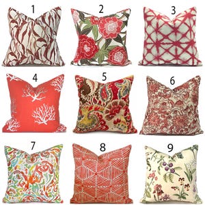 Indoor Pillow Cover with Zippers, Coral and Orange, Pick Your Favorites