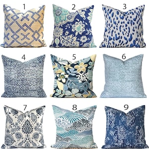 Zippered Indoor Pillow Covers Quickly Delivered, Budget-Friendly, Washable, Shades of Blue, You Choose