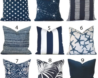 Decorative Outdoor Pillow Covers with Zippers, Budget-Friendly and Quick Delivery, Navy Blue You Choose
