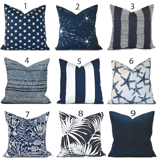 Decorative Outdoor Pillow Covers with Zippers, Budget-Friendly and Quick Delivery, Navy Blue You Choose