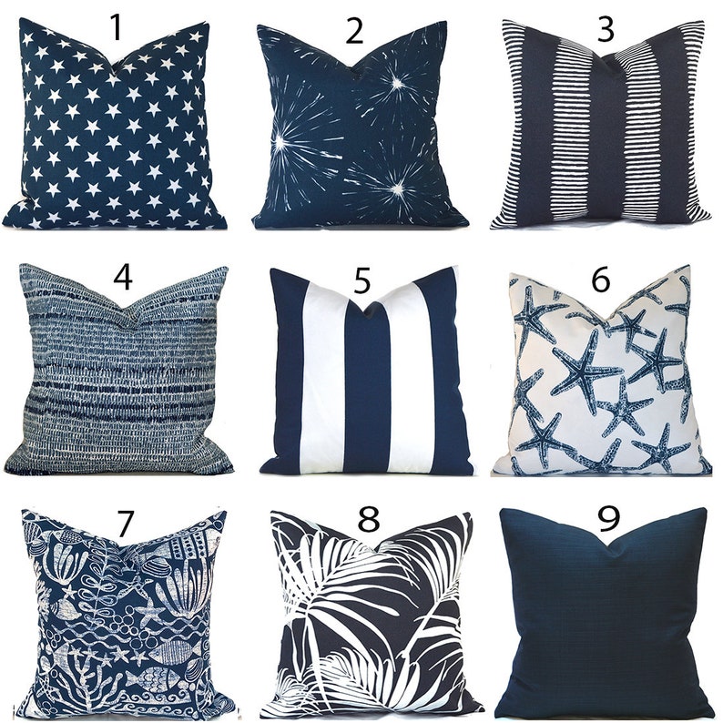 Decorative Outdoor Pillow Covers with Zippers, Budget-Friendly and Quick Delivery, Navy Blue You Choose image 1