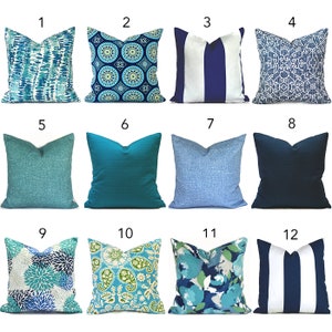 Outdoor Pillow Covers with Zippers, Easy-Use, Affordable Style, Swift Delivery!  Turquoise Navy Blue You Choose