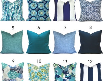 Outdoor Pillow Covers with Zippers, Easy-Use, Affordable Style, Swift Delivery!  Turquoise Navy Blue You Choose