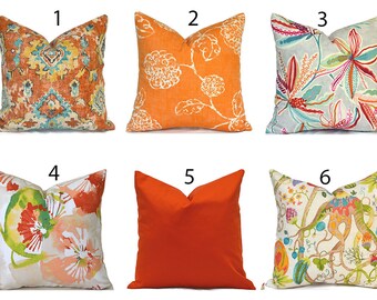 orange print throw pillows