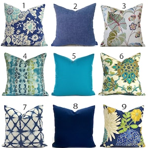 Indoor Pillow Covers with Easy Zipper, Machine Washable, Delivered Fast, Shades of Blue You Choose