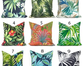 Outdoor Pillow Covers with Zippers, Affordable, Easy-to-Use, Delivered Swiftly!  Green and Blue Tropical Leaf You Choose