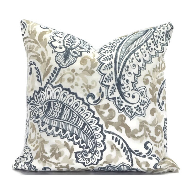 Outdoor Pillow Covers Decorative Home Decor Gray Paisley Etsy