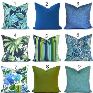 Affordable Outdoor Pillow Case, Weatherproof & Washable - Fast Shipping, Green and Blue - You Choose