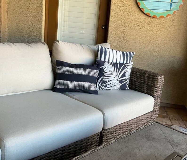 Outdoor Pillow Covers with Zippers, Affordable Home Decor, Easy-to-Use, Quick Delivery, Cabrillo Navy image 2