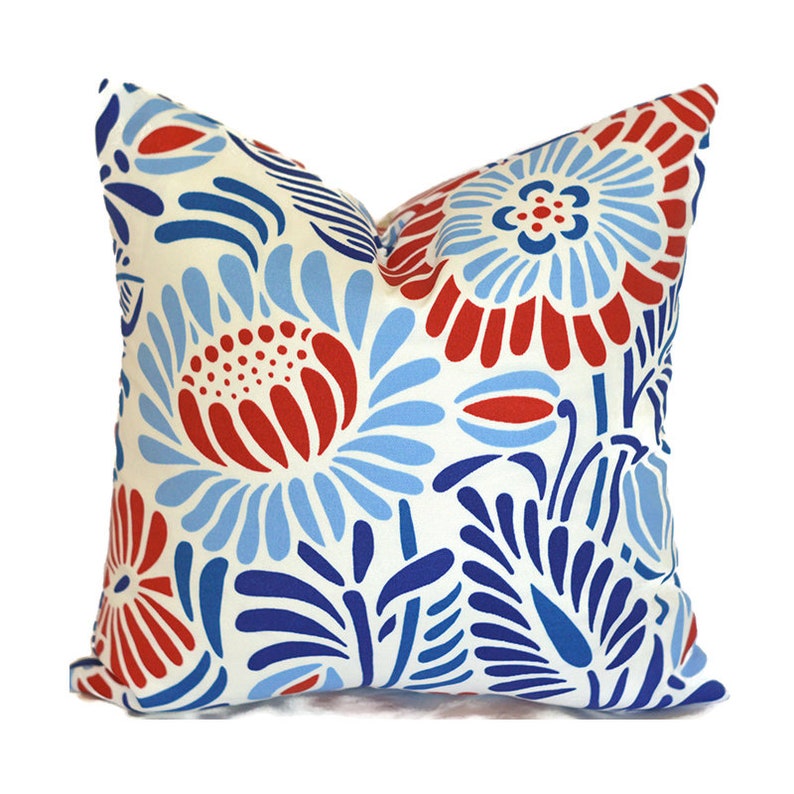 Outdoor Pillow Covers Decorative Home Decor Red White and Navy Etsy