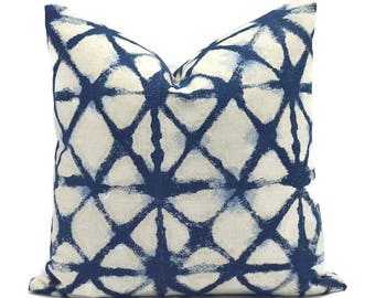 Outdoor Pillow Covers with Zippers, Washable, Affordable Home Decor, Quick Delivery, Blue Shibori Net Oxford