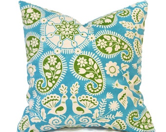Outdoor Pillow Covers with Zippers, Affordable Home Decor, Easy-to-Use, Quick Delivery, Blue Peruvian Craft Turquoise
