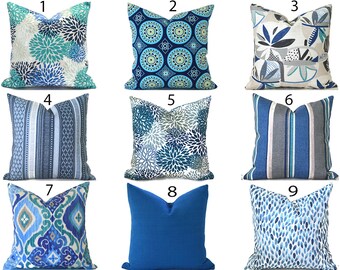outdoor pillows blue