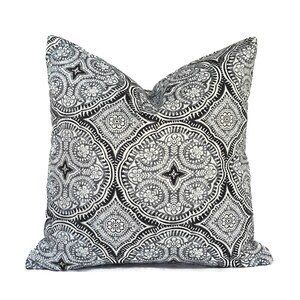 Decorative Outdoor Pillow Covers with Zippers, Budget-Friendly and Quick Delivery, Black and Gray Besetta Stone