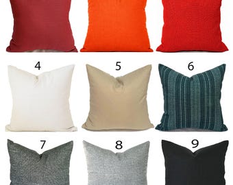 Solid Outdoor Throw Pillow Cover, Washable Designer Fabric With Zipper, Various Colors to Choose