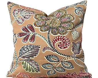 Outdoor Pillow Covers with Zipper, Washable, Quick Shipping, Brown Floral, Busan Mesa