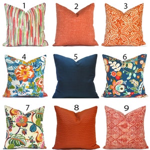 Outdoor Pillow Covers with Zippers, Easy-Use, Affordable Style, Swift Delivery!  Orange and Navy You Choose