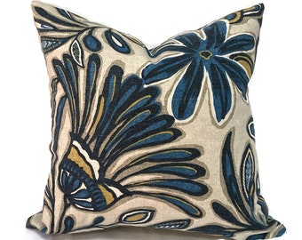 Indoor Pillow Covers, Easy Zipper, Machine Washable, Quick Delivery, Designer Blue Floral Babessi Indigo