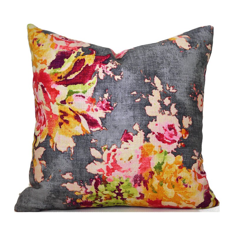 Indoor Pillow Covers Decorative Home Decor Gray Floral Etsy