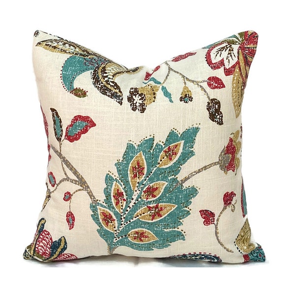 Indoor Floral Pillow Cover - Designer Home Decor - Zipper Closure - Quick Delivery - Spring Mix Poppy