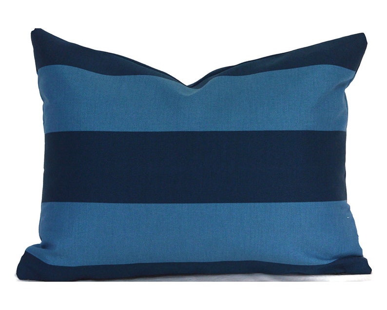 Outdoor Pillow Covers with Zippers, Affordable Home Decor, Easy to Use, Quick Delivery, Blue Stripe Preview Capri image 2