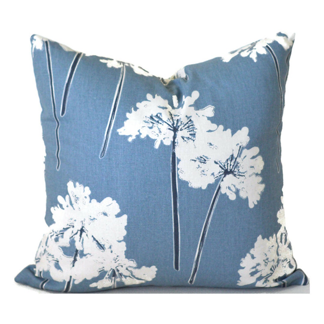 Indoor Pillow Covers Decorative Home Decor Blue Floral Etsy