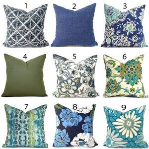 Indoor Pillow Covers with Easy Zipper, Machine Washable, Delivered Fast, Shades of Blue You Choose