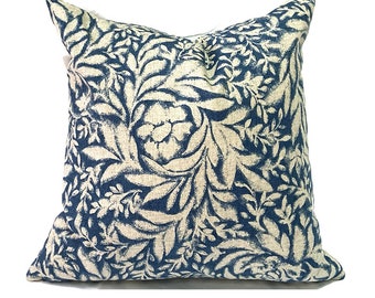 Zippered Indoor Pillow Covers, Designer Inspired, Budget-Friendly, Washable, Shades of Blue Floral, Indiki Bloom Indigo