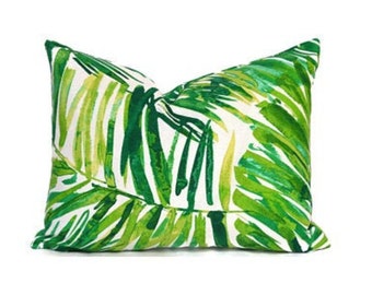 CLEARANCE 16"x12" Outdoor Lumbar Pillow Cover Decorative Coastal Palm Leaf