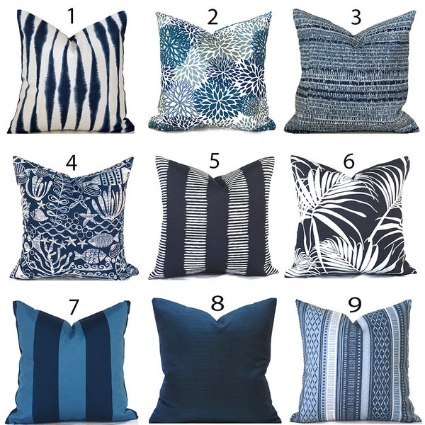 Outdoor Pillow Covers with Zippers, Easy-Use, Affordable Style, Swift Delivery!  Navy Blue You Choose