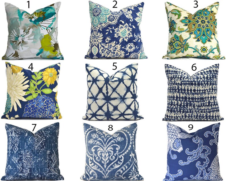 Indoor Pillow Covers Decorative Home Decor Navy Blue Designer Throw Pillow Covers You Choose 